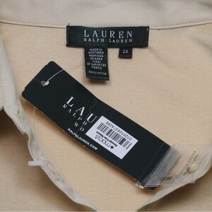 VTG Lauren RL NWT Cotton V-Neck Polo Rugby Light Cream XXL